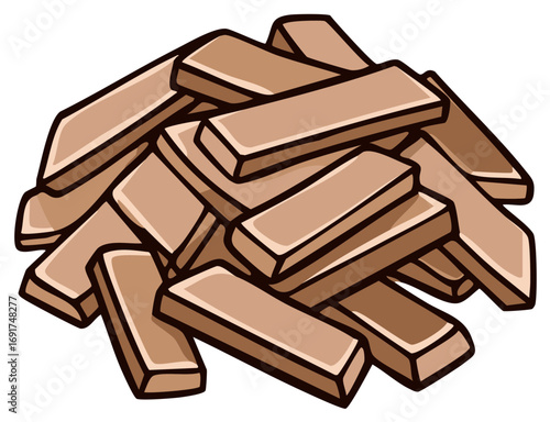 Stack of brown wooden planks for construction or building vector illustration