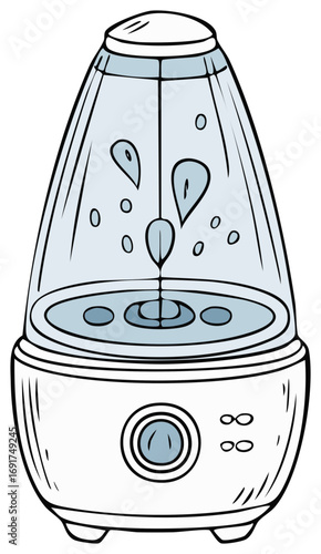 Air Humidifier Illustration with Water Droplets for Healthy Air Quality