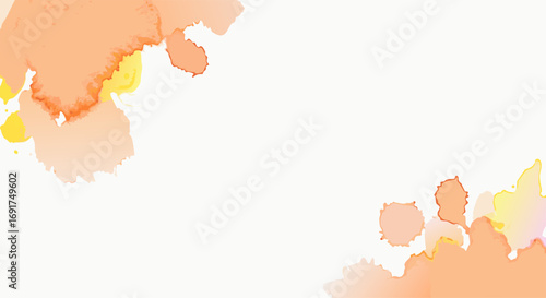 Abstract watercolor background with soft orange and yellow paint splashes, creating a delicate artistic texture suitable for various creative designs