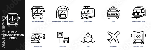 Public Transportation Line Icon Set