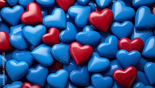 Red and blue hearts background