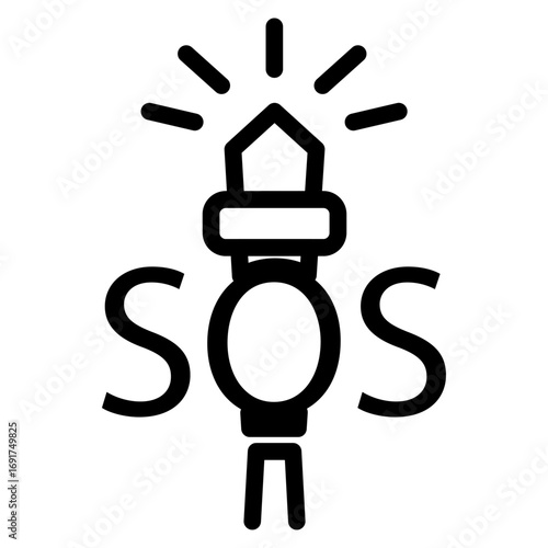 SOS Light Beacon Line Icon of Marine and Boating Icon Set