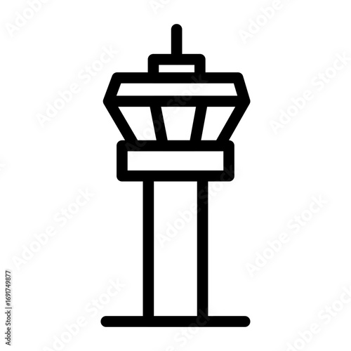 Air Traffic Control Tower Line Icon of Aviation and Airports Icon Set