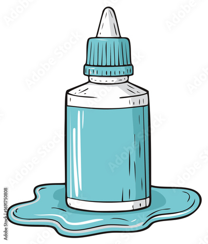 Eye Drops Bottle Illustration, Blue Liquid Medicine, Medical, Healthcare