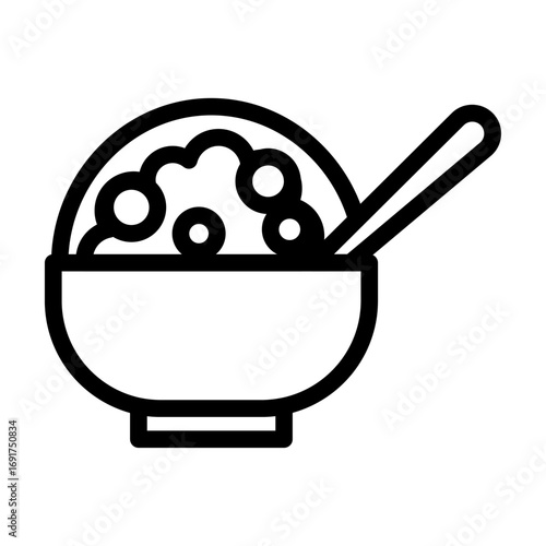 Cereal Bowl Line Icon of Diet and Nutrition Icon Set