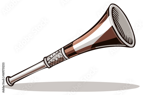 Old Styled Metal Horn Vector Illustration Isolated Sounding Device Music
