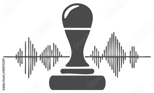 Stamp with Sound Waves Illustration, Audio Authentication Symbol, Vector Design, Secure Audio Recording, Legal Recording, Recording Evidence