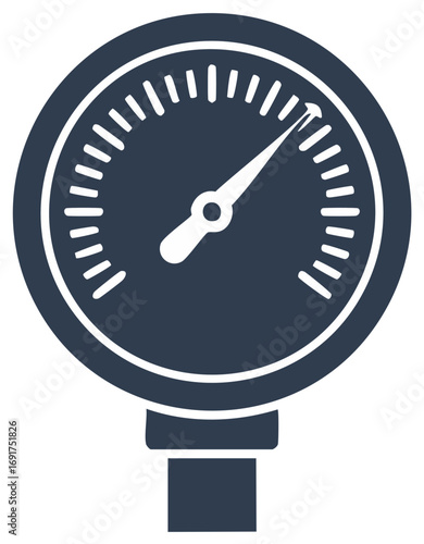 Simple flat vector icon of a manometer showing high pressure measurement