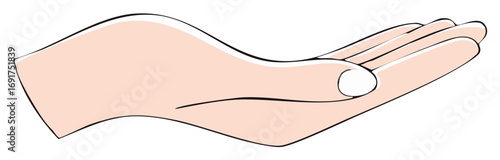 Open Hand Reaching Up Cartoon Graphic Gesture Offering Helping Receiving