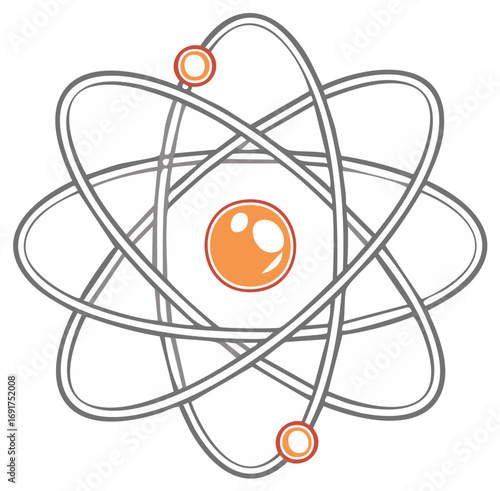 Abstract atomic structure nucleus orbiting electrons science concept illustration