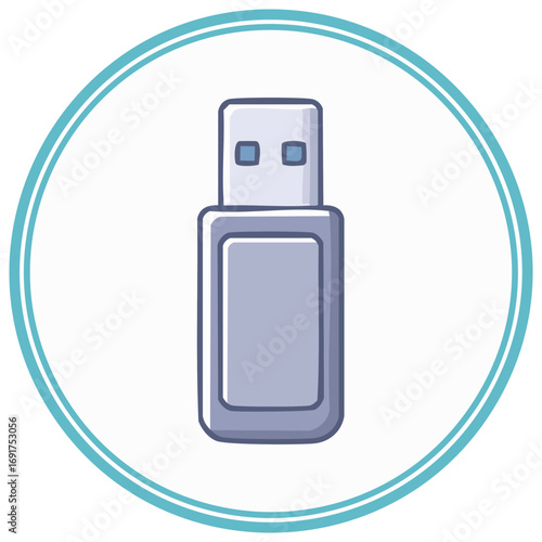 Cartoon USB flash drive vector icon illustration for tech and data