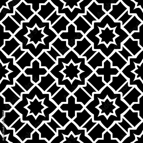 Blue vintage Moroccan seamless floral pattern with repeating flowers