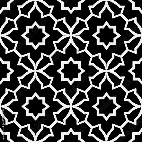 Blue vintage Moroccan seamless floral pattern with repeating flowers