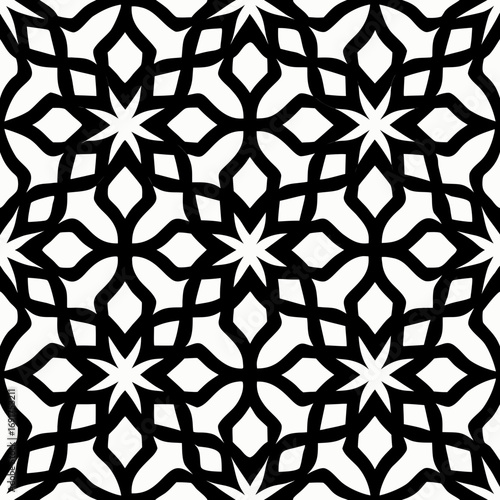 Blue vintage Moroccan seamless floral pattern with repeating flowers