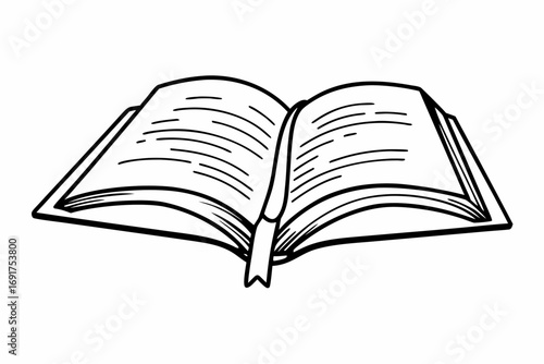 Open book reading education knowledge literature library study learning textbook pages bookmark outline art | editable svg/svg