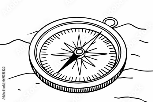 Compass vector illustration for travel navigation adventure and exploration design with direction orientation tool | editable svg/svg