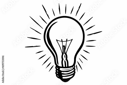 Light bulb idea creativity innovation inspiration invention solution energy electricity bright light conceptual drawing | editable svg/svg