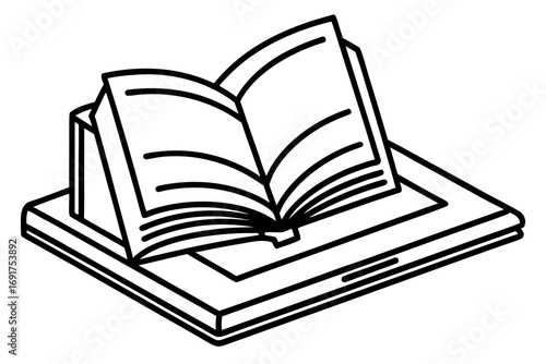 Open book on tablet vector illustration for digital reading ebook education and learning knowledge concept 100 | editable svg/svg