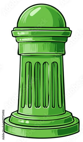 Lime Green Water Hydrant Cartoon Style Street Fixture Emergency Services Illustration