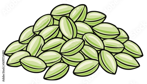 Heap of Green Pistachio Kernels, Illustration