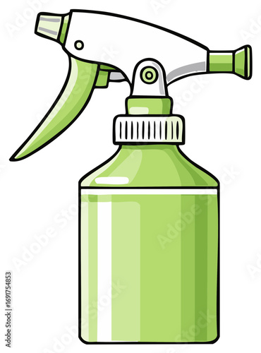 Green Cleaning Spray Bottle Illustration for Hygiene and Disinfection Purposes