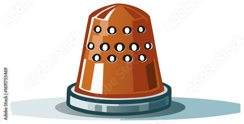Illustrative Thimble for Sewing with Multiple Holes in Brown Color