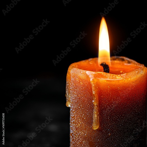 Illuminating Candle Flame on Dark Background for Serenity and Calmness
