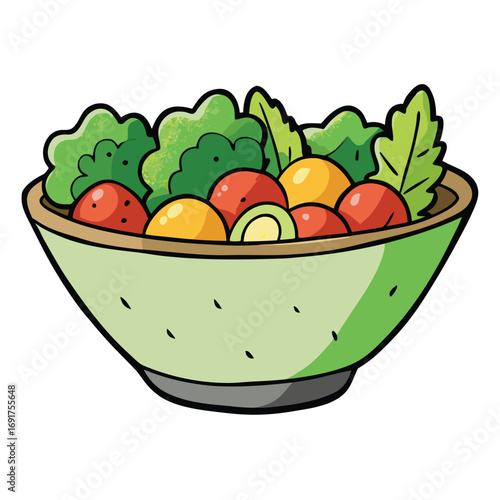 Green Salad Bowl With Tomatoes And Oranges In A Simple Style lettuce