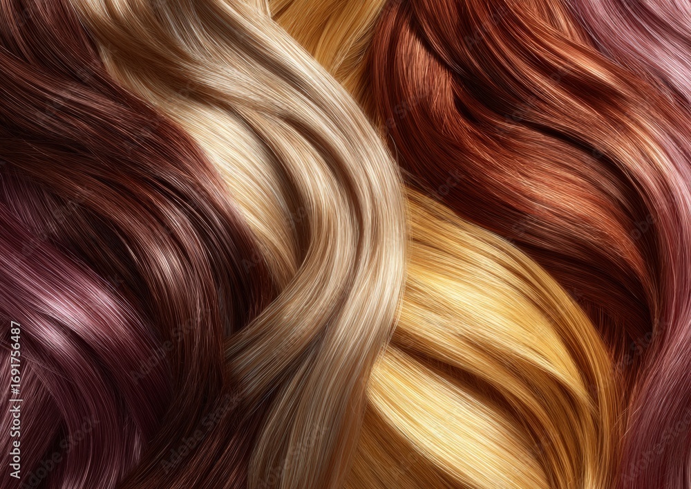 Naklejka premium Close-up of multicolored hair strands