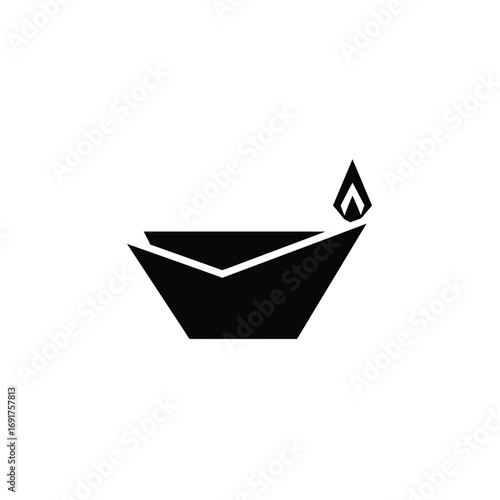 Geometric diya flame icon lamp light