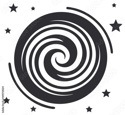 Swirling galaxy or nebula design with stars