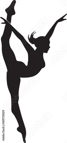 Gymnastic Poses Silhouette Set – Acrobatics, Athlete Dance, Fitness Vector Icons