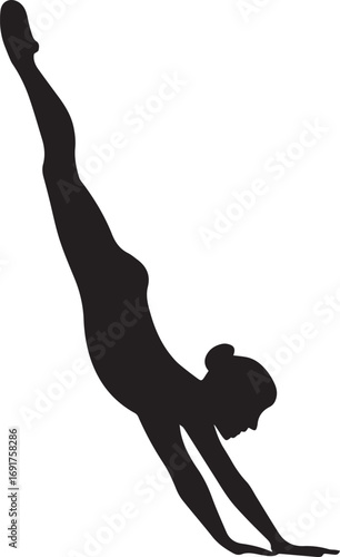Gymnastic Poses Silhouette Set – Acrobatics, Athlete Dance, Fitness Vector Icons