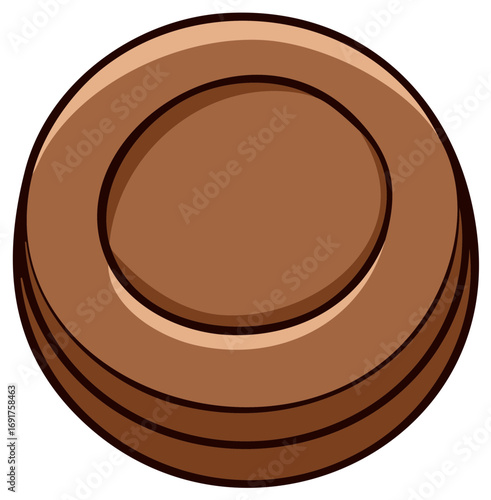 Stack of brown poker chips or game tokens with dark outlines, round objects, and minimalist design