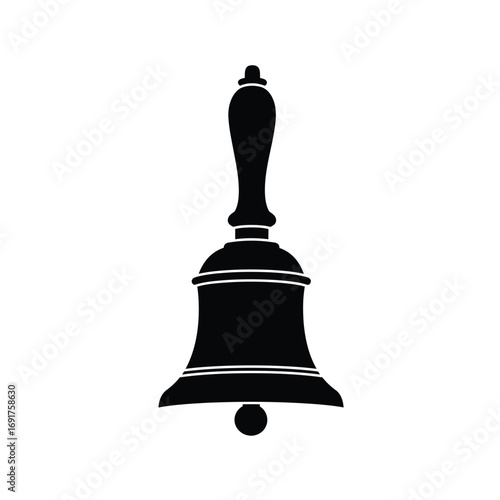Black bell icon with handle and clapper object white