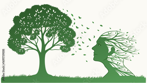 Nature s embrace a tree transformed into a human profile