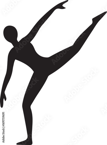 Gymnastic Poses Silhouette Set – Acrobatics, Athlete Dance, Fitness Vector Icons