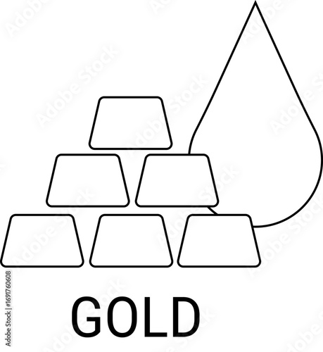 gold bar icon and water drop icon on white background