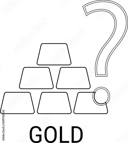 gold bar icon and question mark icon on white background