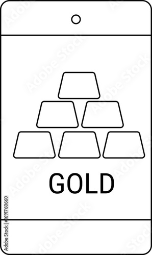 gold bar icon and smartphone icon white background