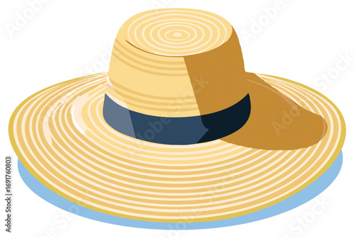 Elegant wide brim straw hat a stylish summer accessory for beach vacation and sun protection