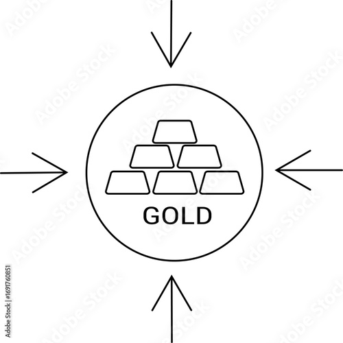 gold bar icon and aim icon with white background