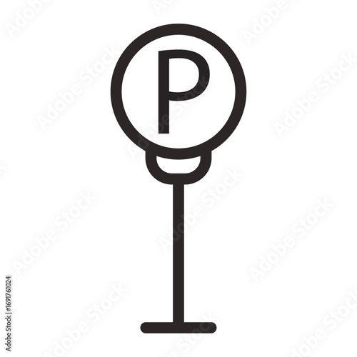 Street Parking Meter Line Icon of Parking and Garages Icon Set