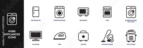 Home Appliances Line Icon Set