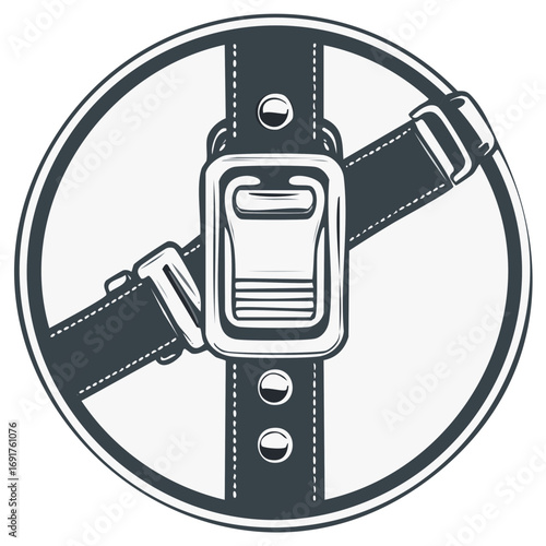 Abstract Circular Design Featuring a Buckled Seatbelt Mechanism