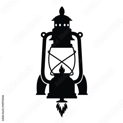 Rocket lantern silhouette flame propulsion vector