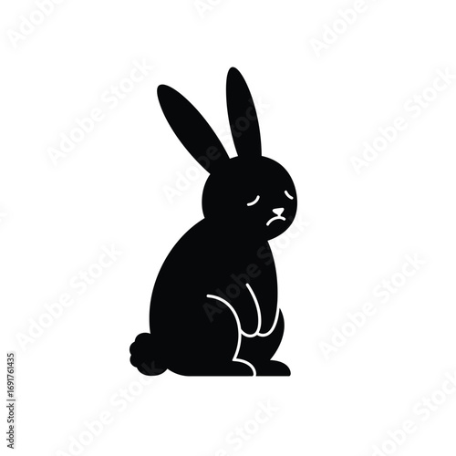 Sad rabbit silhouette icon drooping ears