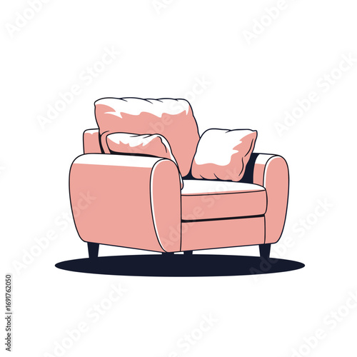 A comfortable pink accent armchair with plush cushions perfect for lounging