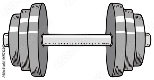 Cartoon Style Dumbbell Weightlifting Equipment Exercise Isolated Illustration