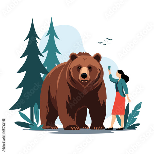 Encountering a majestic brown bear in the wilderness capturing a memorable moment